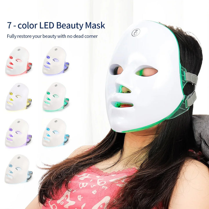 AstheticHeaven 7 Colors Photon Facial LED Mask, Red Light Therapy Face & Neck Mask