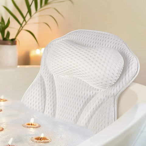 Bathtub Pillow for Tub, Bath Pillow for Neck & Back Support with Strong Suction Cups, Soft Spa Bath Pillow