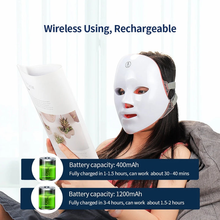 AstheticHeaven 7 Colors Photon Facial LED Mask, Red Light Therapy Face & Neck Mask